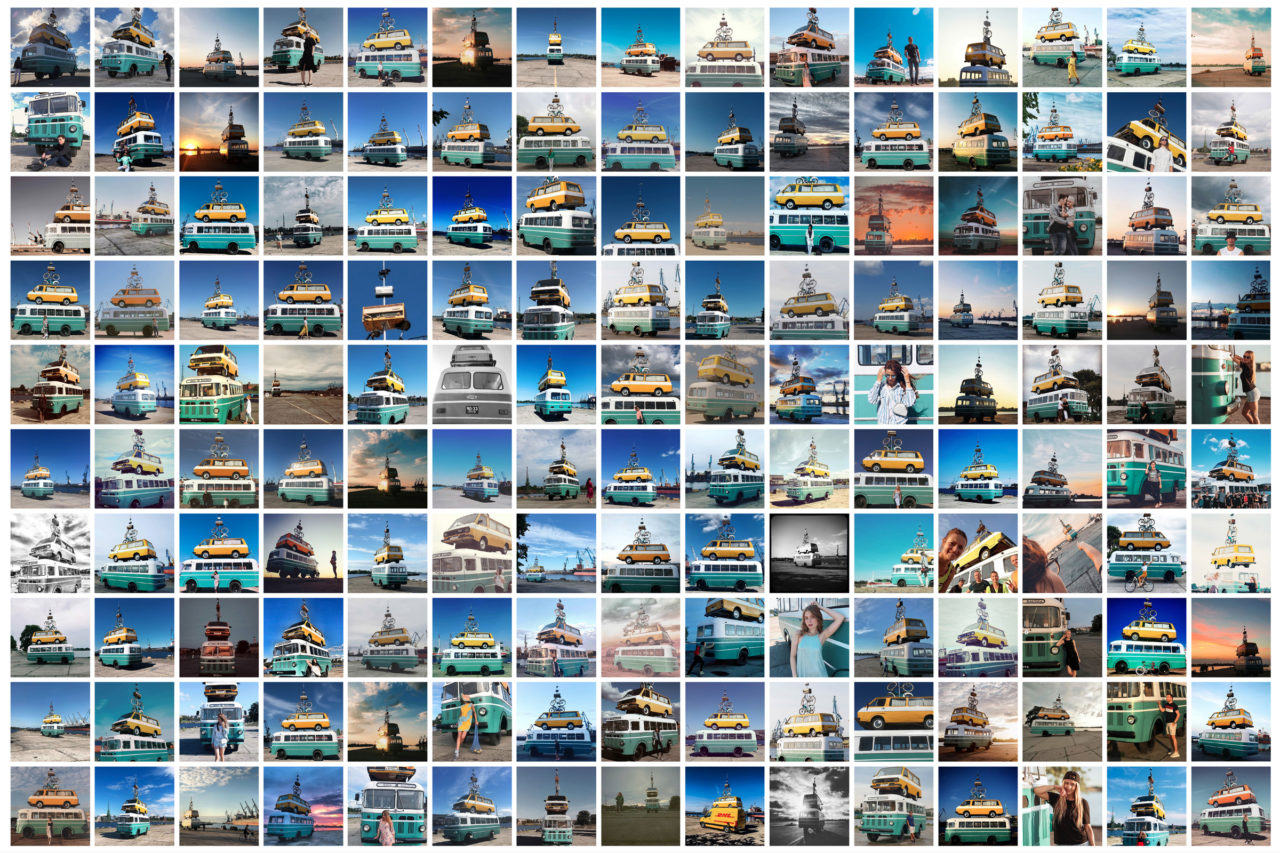 Instagram posts showing Pinpointing Progress (2019), RIBOCA/Riga International Biennial for Contemporary Art, Riga, Latvia