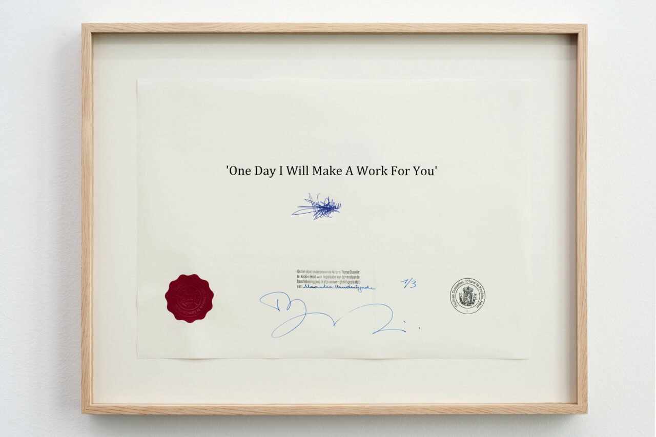 One Day I Will Make A Work For You (2014), Meessen De Clercq, Brussels, Belgium, 2014 (photo: Philippe de Gobert)